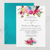 Waterverf Boho Chic Floral repesal Dinner Kaart (Voorkant / Achterkant)