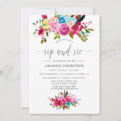 Waterverf Boho Chic Floral Sip en Zie Kaart (Voorkant)