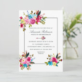 Waterverf Boho Chic Floral Vrijgezellenfeest Kaart (Staand voorkant)