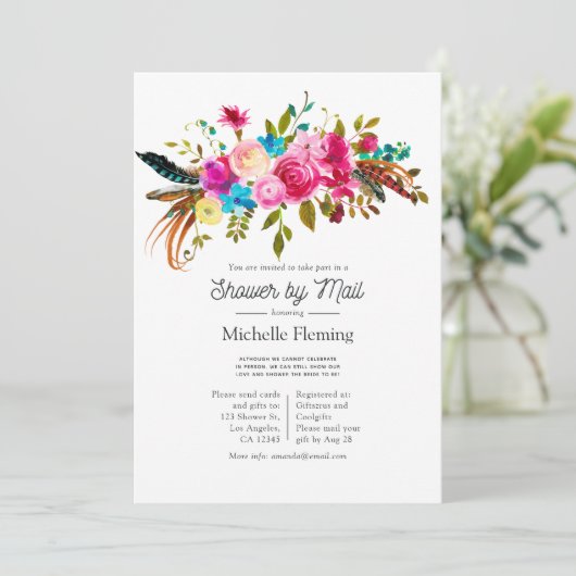 Waterverf Boho Chic Floral Vrijgezellenfeest per p Kaart (Staand voorkant)