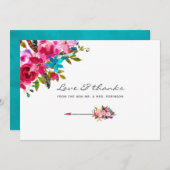 Waterverf Boho Chic Floral Wedding Bedankkaart (Voorkant / Achterkant)