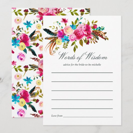 Waterverf Boho Chic Floral Wedding Bridal Advies (Voorkant / Achterkant)