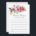 Waterverf Boho Chic Floral Wedding Bridal Advies<br><div class="desc">Boho chic roze en blauwe waterverf floral bouquets Vrijgezellenfeest adviseert de Bride-to-be kaart met elegant Wedding-typografie.</div>