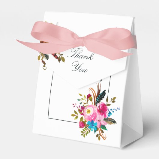 Waterverf Boho Chic Floral Wedding Dank je Bedankdoosjes (Voorkant Zijde)