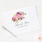 Waterverf Boho Chic Floral Wedding Dank je Ronde Sticker (Envelop)