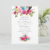 Waterverf Boho Chic Floral Wedding Kaart (Staand voorkant)