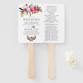 Waterverf Boho Chic Floral Wedding Programma Handwaaier