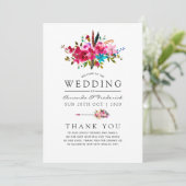 Waterverf Boho Chic Floral Wedding Programmakaart (Staand voorkant)