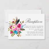 Waterverf Boho Chic Floral Wedding Reception Kaart (Voorkant)