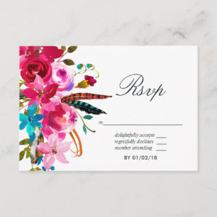 Waterverf Boho Chic Floral Wedding RSVP