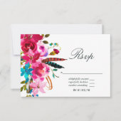 Waterverf Boho Chic Floral Wedding RSVP (Voorkant)