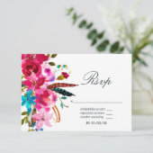 Waterverf Boho Chic Floral Wedding RSVP (Staand voorkant)