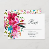 Waterverf Boho Chic Floral Wedding RSVP (Voorkant / Achterkant)