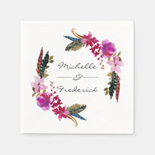 Waterverf Boho Chic Floral Wedding Servet