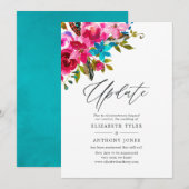 Waterverf Boho Chic Floral Wedding Update Kaart (Voorkant / Achterkant)