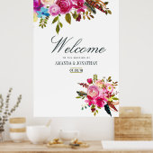 Waterverf Boho Chic Floral Wedding Welkom Poster (Keuken)