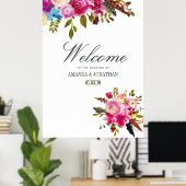 Waterverf Boho Chic Floral Wedding Welkom Poster (Thuiskantoor)