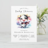 Waterverf Boho Chic Koe Baby shower Kaart (Staand voorkant)