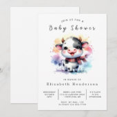 Waterverf Boho Chic Koe Baby shower Kaart (Voorkant / Achterkant)