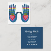 Waterverf Boho Chic met twee helende handen Vierkante Visitekaartje (Voorkant / Achterkant)
