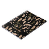 Waterverf Boho Chic Pampas Grass Pattern Black Notitieboek (Linkerzijde)