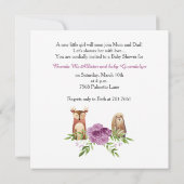 Waterverf Boho Chic Purple Flowers Baby shower Kaart (Achterkant)