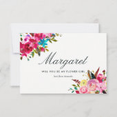 Waterverf Boho Chic zal je mijn Bloemenmeisje zijn Kaart (Voorkant)