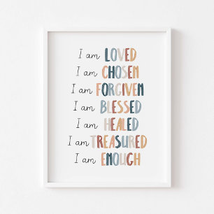 Waterverf boho Christelijke kinder bevestiging pos Poster