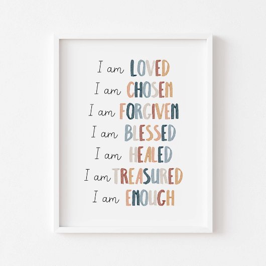 Waterverf boho Christelijke kinder bevestiging pos Poster