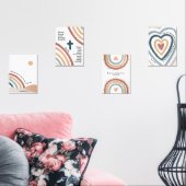 Waterverf Boho Christelijke kinder Bijbel Verse Se Muurkunst Sets (Woonkamer)