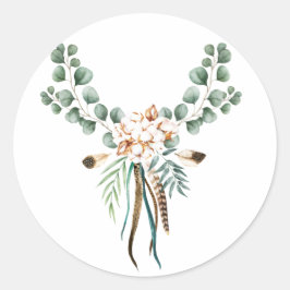 Waterverf Boho Cotton en Eucalyptus Boho Ronde Sticker