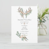 Waterverf Boho Cotton en Eucalyptus Boho Wedding Kaart (Staand voorkant)