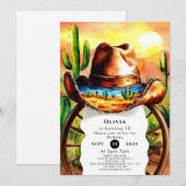 Waterverf Boho Cowboy Verjaardag Kaart (Voorkant / Achterkant)