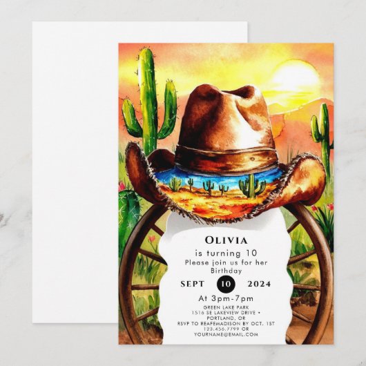 Waterverf Boho Cowboy Verjaardag Kaart (Voorkant / Achterkant)