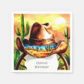 Waterverf Boho Cowboy Verjaardag Servet (Voorkant)