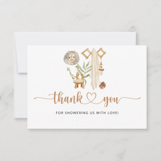 Waterverf Boho crèche baby shower dank u wel! Kaart (Voorkant)