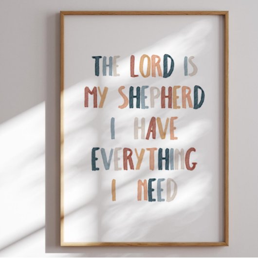 Waterverf boho De Heer is mijn herder poster