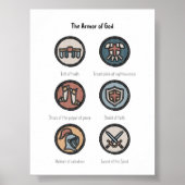 Waterverf boho de wapenrusting van God poster (Voorkant)