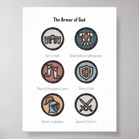 Waterverf boho de wapenrusting van God poster (Voorkant)