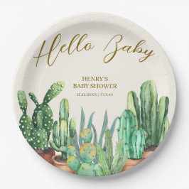 Waterverf Boho Desert Cactus Garden Baby shower Papieren Bordje