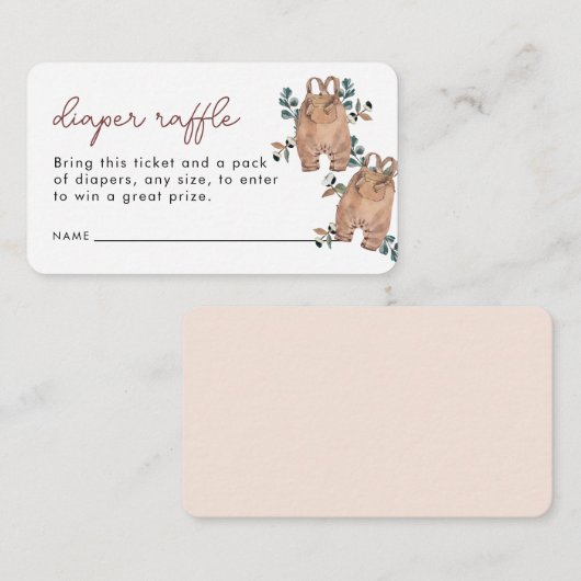 Waterverf Boho Diaper Raffle Baby shower Informatiekaartje (Voorkant / Achterkant)
