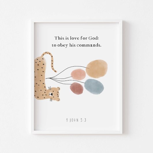 waterverf Boho Dier kinder Bijbel Verse poster