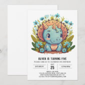 Waterverf Boho Dinosaur Boy Verjaardag Kaart (Voorkant / Achterkant)