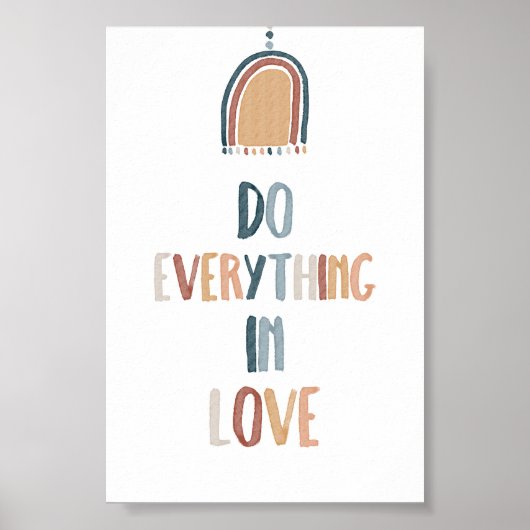 Waterverf boho Doe alles in liefde poster (Voorkant)