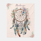 Waterverf Boho Dreamcatcher gepersonaliseerde naam Fleece Deken (Voorkant)