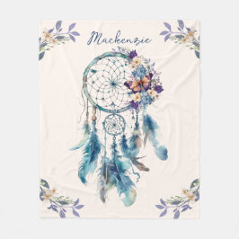 Waterverf Boho Dreamcatcher gepersonaliseerde naam Fleece Deken