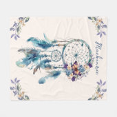 Waterverf Boho Dreamcatcher gepersonaliseerde naam Fleece Deken (Voorkant (Horizontaal))