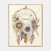 Waterverf Boho Dreamcatcher gepersonaliseerde naam Fleece Deken (Voorkant)