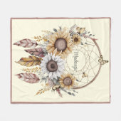Waterverf Boho Dreamcatcher gepersonaliseerde naam Fleece Deken (Voorkant (Horizontaal))