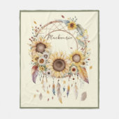 Waterverf Boho Dreamcatcher gepersonaliseerde naam Fleece Deken (Voorkant)